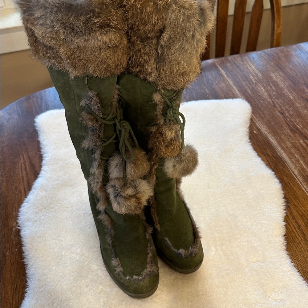 Naughty monkey rabbit fur boots